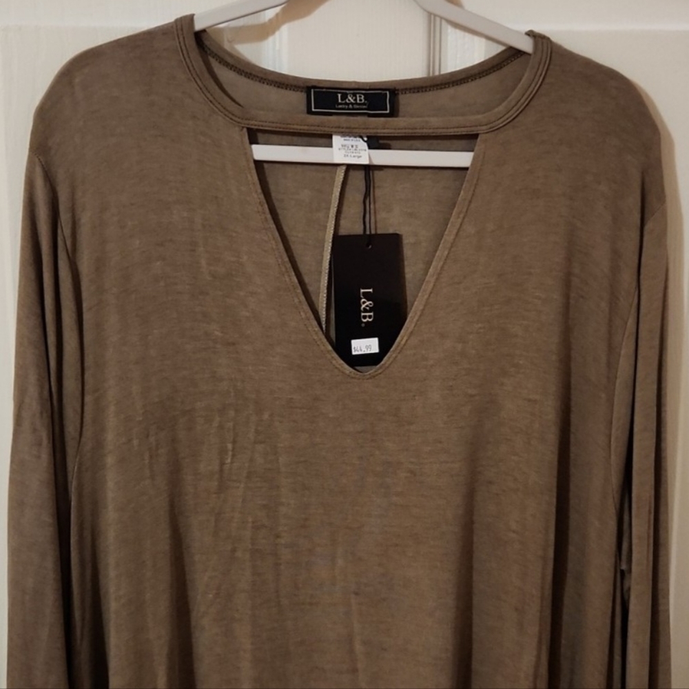 💜AVAIL💜Lucky & Blessed Distressed Style Dress "Mocha ("Mocha"), size 2X - Picture 4 of 12